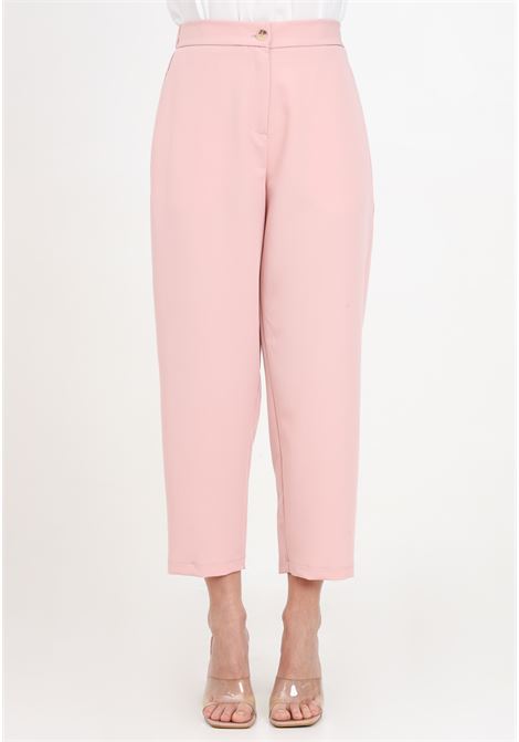 Pantaloni donna rosa polvere con elastico in vita sul retro VICOLO | Pantaloni | TB0283BU40-1