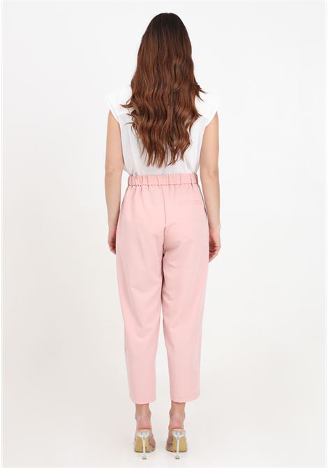 Pantaloni donna rosa polvere con elastico in vita sul retro VICOLO | Pantaloni | TB0283BU40-1