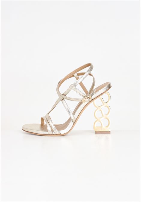 Sandali da donna Sirio platino con tacco strutturato oro WO MILANO | Party Shoes | 201.