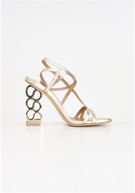 Sirio platinum women's sandals with gold structured heel WO MILANO | Party Shoes | 201.