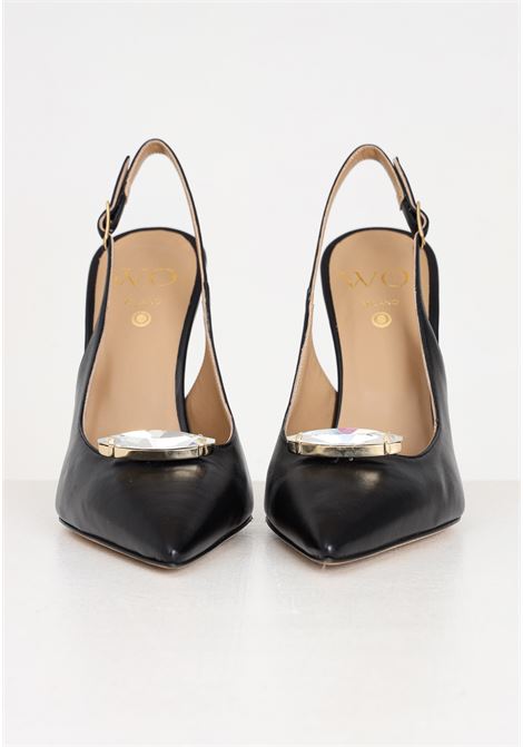Black women's pumps with stone on the front WO MILANO | Party Shoes | 305.