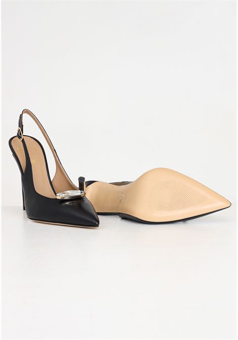 Sandali da donna neri con pietra sul davanti WO MILANO | Party Shoes | 305.