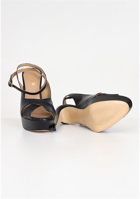 Black women's sandals with weaving on the front WO MILANO | Party Shoes | 450.