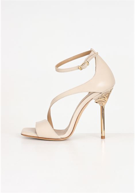 Beige women's sandals with weaving on the front and decoration on the heel WO MILANO | 550.