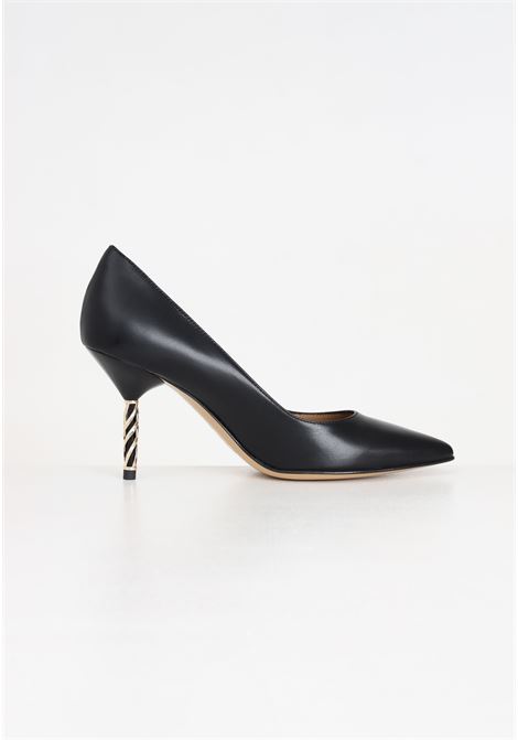 Black women's pumps with gold spiral detail WO MILANO | Party Shoes | 640.