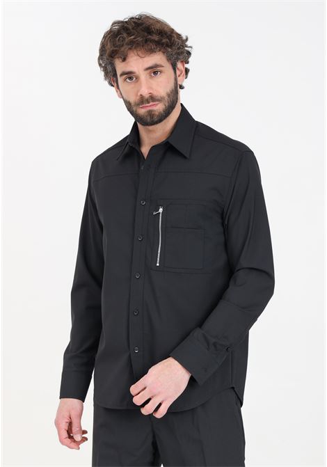 Camicia da uomo nera con bottoni sul davanti YES LONDON | Camicie | XCM7164NERO
