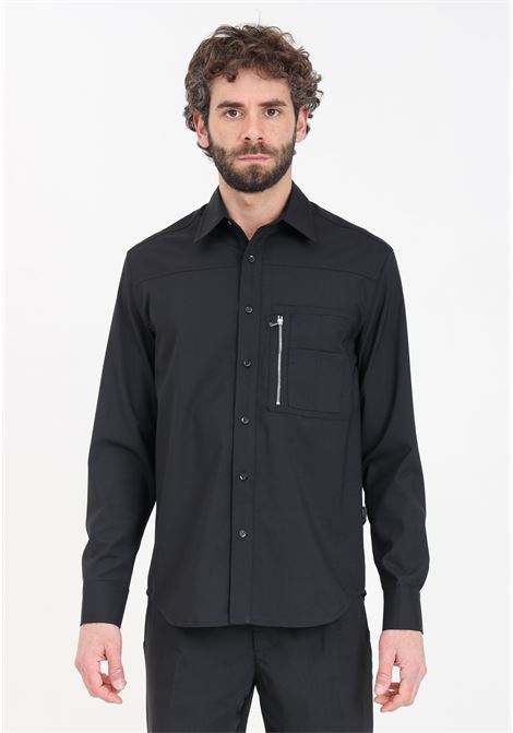 Black men's shirt with buttons on the front YES LONDON | Shirt | XCM7164NERO