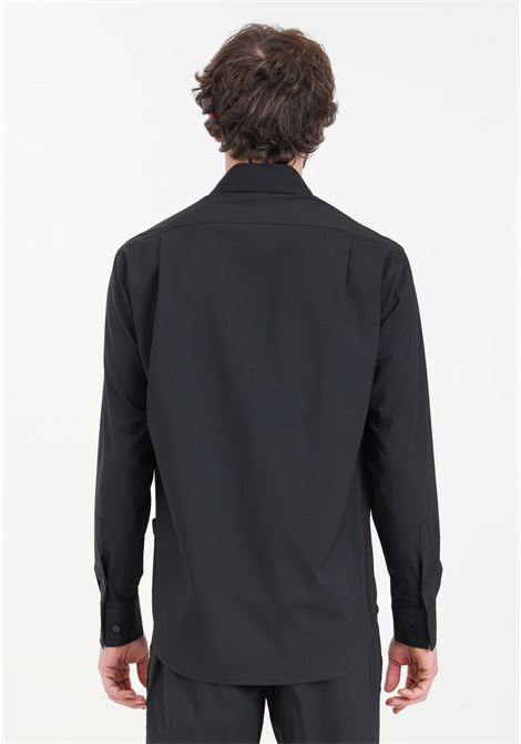 Camicia da uomo nera con bottoni sul davanti YES LONDON | XCM7164NERO