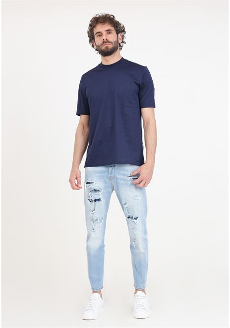Men's jeans in light denim with tears YES LONDON | Jeans | XJ3111DENIM
