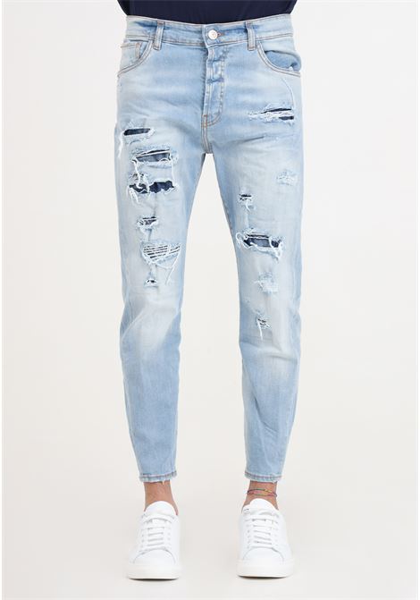 Jeans da uomo in denim chiaro con strappi YES LONDON | XJ3111DENIM