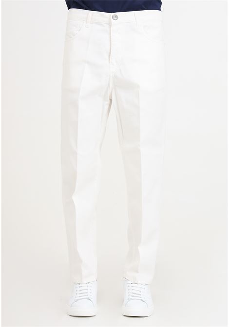 Cream men's jeans with logo buttons YES LONDON | XJ3137PANNA