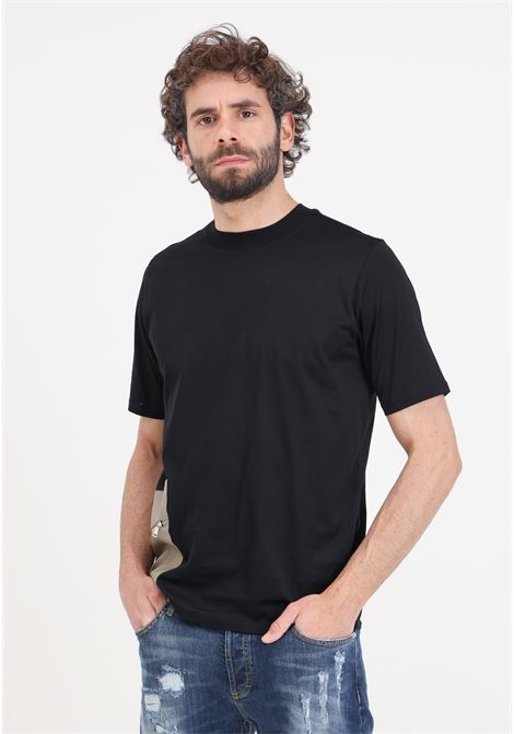 Black lisle men's t-shirt YES LONDON | T-shirt | XM4105NERO-TORTORA