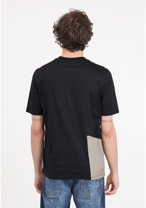 T-shirt da uomo nera filo di scozia YES LONDON | T-shirt | XM4105NERO-TORTORA