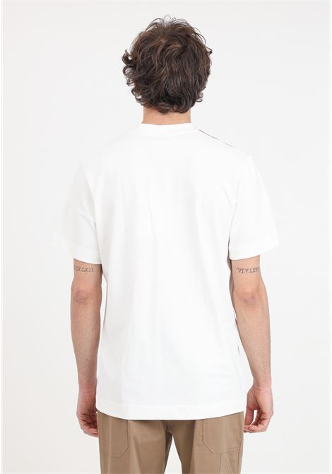 Cream and beige men's T-shirt with fake zip pockets on the front YES LONDON | XM4114PANNA-CAMEL