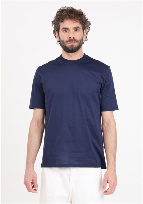 T-shirt blu da uomo filo di scozia YES LONDON | T-shirt | XM4119BLU