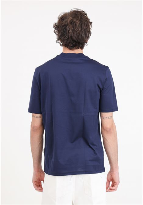 T-shirt blu da uomo filo di scozia YES LONDON | XM4119BLU