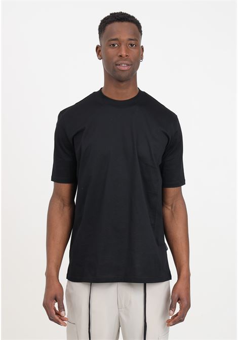 T-shirt nera da uomo filo di scozia YES LONDON | XM4119NERO