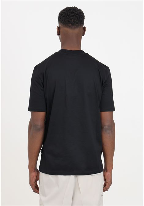 T-shirt nera da uomo filo di scozia YES LONDON | XM4119NERO