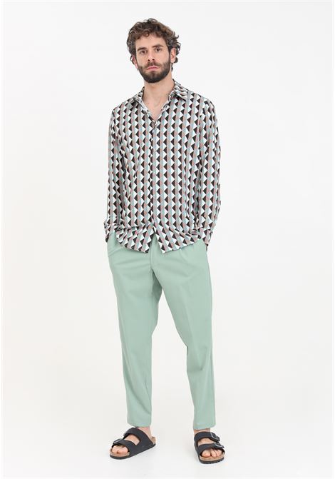 Multi-pocket mint green men's trousers YES LONDON | Pants | XP3219VERDE-MENTA