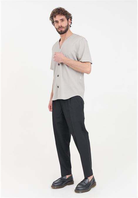 Black men's trousers with elastic waist on the back YES LONDON | Pants | XP3224NERO