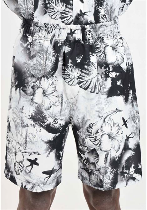 Tropical print men's black and white shorts YES LONDON | Shorts | XS41991