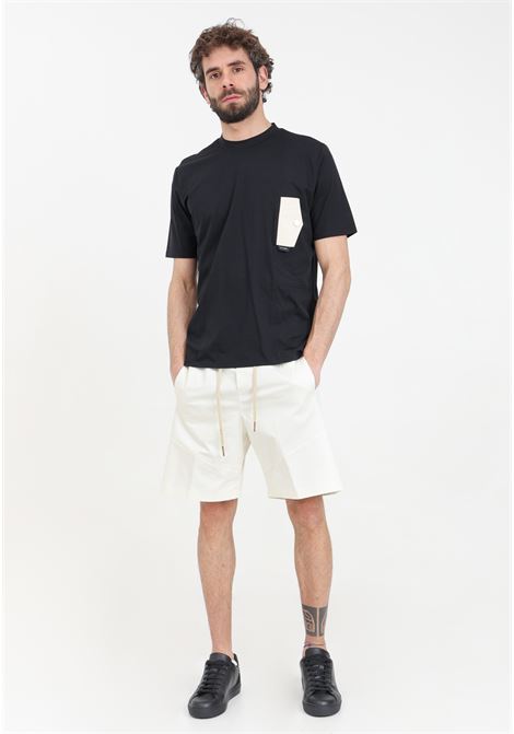 Beige men's shorts with zip pocket detail on the back YES LONDON | XS4223CREMA