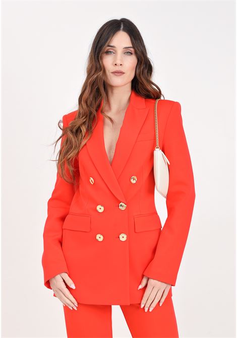 Orange double-breasted women's blazer with metal buttons PINKO | Blazer | 100154-A1L3B02