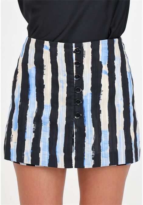 Black, butter and blue women's shorts Maleficient Textured muslin with pictorial stripe print PINKO | Shorts | 103777-A1UKDZE